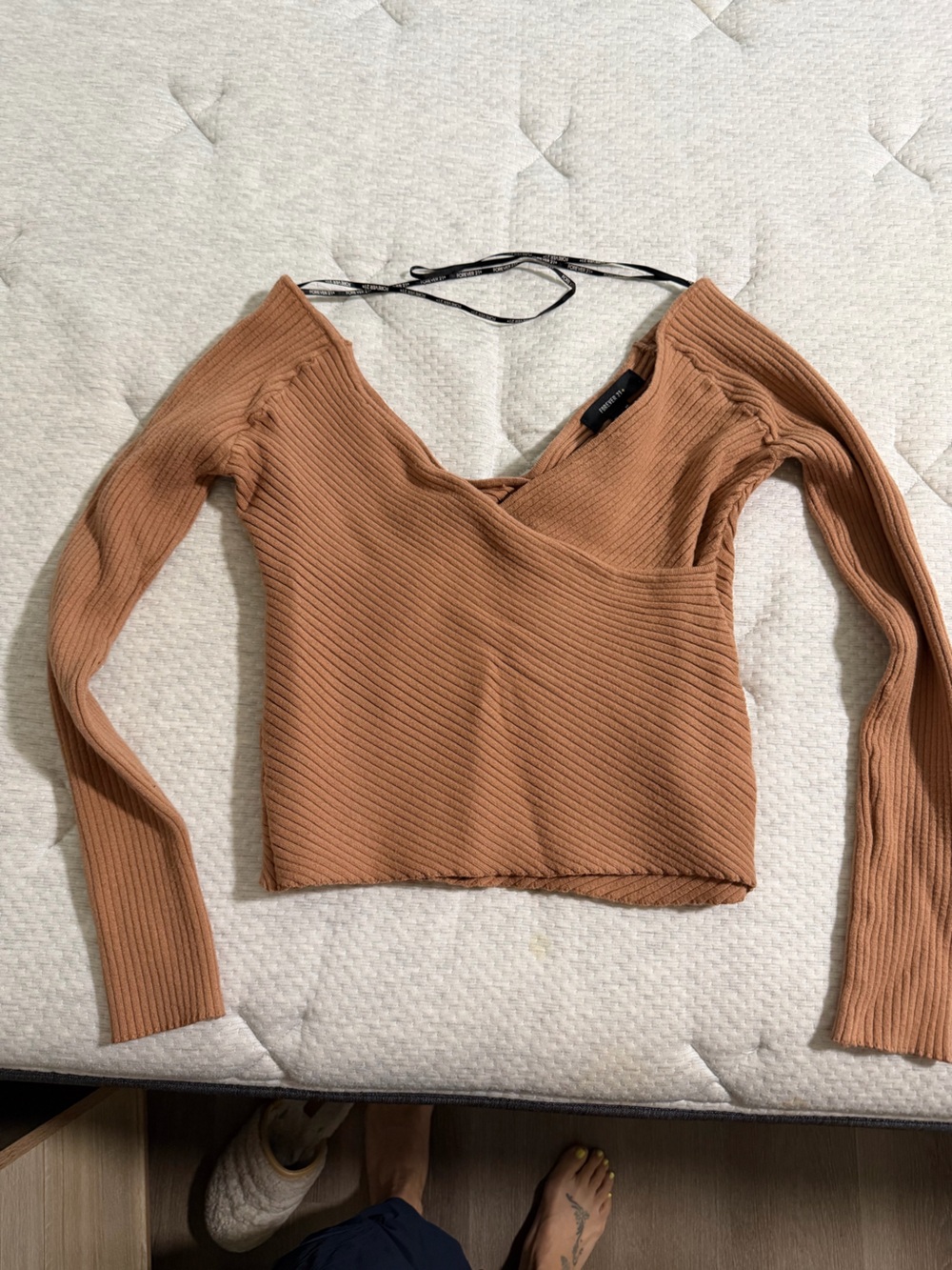 Forever 21 Ribbed Crewneck Crop Top - Rust